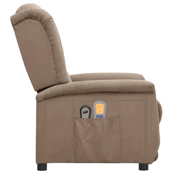 vidaXL Fotoliu de masaj electric, gri taupe, microfibră