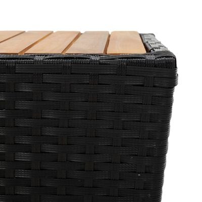 vidaXL Set mobilier bistro, 3 piese, negru, poliratan/lemn de acacia