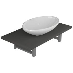 vidaXL Set mobilier de baie, 2 piese, gri, ceramică