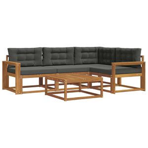 vidaXL Set de canapele de exterior cu pernă 5 pcs Natural și Antracit