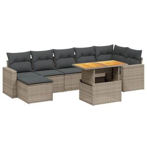 vidaXL Set canapele de grădină cu perne, 8 piese, gri, poliratan