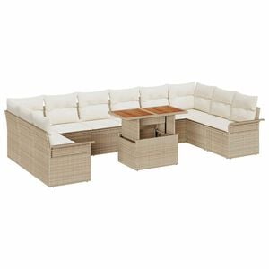 vidaXL Set de canapele pentru grădină 11 pcs Bej și crem poliratan