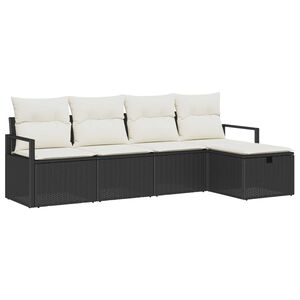 vidaXL Set de canapele pentru grădină cu pernă 5 pcs Negru Rattan poli