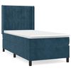 vidaXL Pat box spring cu saltea, albastru &icirc;nchis, 90x200 cm, catifea