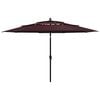 vidaXL Umbrelă de grădină 3 niveluri, st&acirc;lp aluminiu, roșu bordo 3,5 m