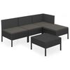 vidaXL Set mobilier de grădină cu perne, 5 piese, negru, poliratan