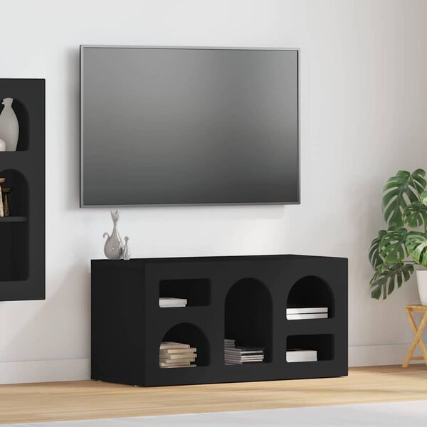 vidaXL Cabinet TV Negru 80 x 35 x 40 cm Lemn compozit