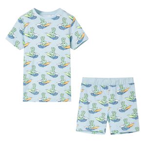 vidaXL Pijamale pentru copii cu m&acirc;neci scurte, albastru deschis, 104