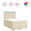 vidaXL Pat box spring cu saltea, crem, 140x200 cm, textil
