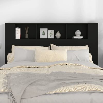 vidaXL Tăblie de pat cu dulap, negru, 160x18,5x104,5 cm