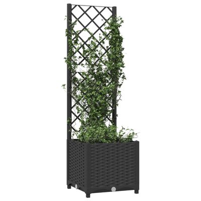 vidaXL Jardinieră de grădină cu spalier negru, 40x40x136 cm, PP
