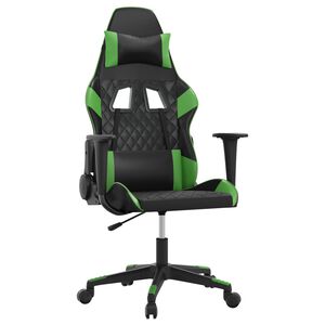 vidaXL Scaun de gaming de masaj, negru și verde, piele ecologică