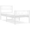 vidaXL Cadru de pat metalic cu tăblie de cap/picioare, alb, 107x203 cm