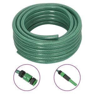 vidaXL Furtun de grădină cu set de racorduri, verde, 0,5", 10 m, PVC