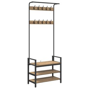 vidaXL Răcător de paltoane cu raft Stejar Artizanal 75 x 34 x 184 cm