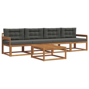 vidaXL Set de canapele de exterior cu pernă 5 pcs Natural și Antracit