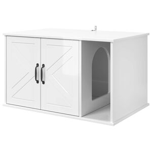 vidaXL Casa pentru pisici Alb Lucios 85 x 55 x 50 cm Lemn compozit