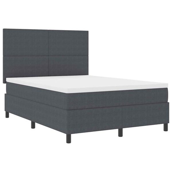 vidaXL Pat cu arcuri cu headboard Gri &icirc;nchis și alb 140 x 200 cm