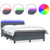 vidaXL Pat cu arcuri cu saltea și LED, gri &icirc;nchis, 160x210 cm, catifea