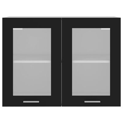vidaXL Dulap de sticlă suspendat, negru, 80 x 31 x 60 cm, PAL