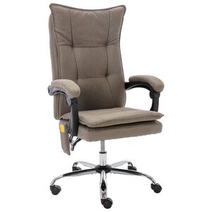 vidaXL Scaun de birou cu masaj, gri taupe, material textil
