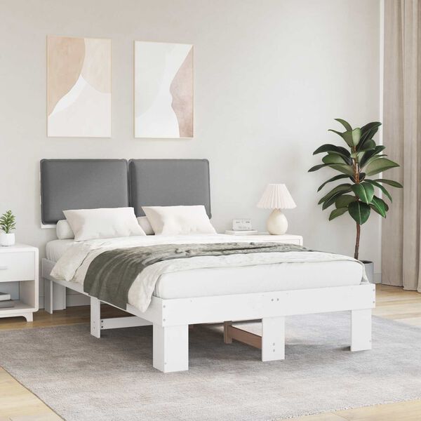 vidaXL Cadru de pat cu tăblie tapițată Gri deschis 120 x 190 cm