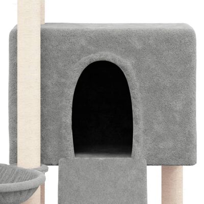 vidaXL Ansamblu de pisici, stâlpi din funie sisal, gri deschis, 96 cm