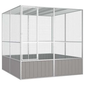 vidaXL Colivie pentru păsări gri 213,5x217,5x211,5 cm oțel galvanizat
