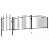 vidaXL Poartă de gard de grădină Woerden cu v&acirc;rf tip suliță 5x1,5 m, negru