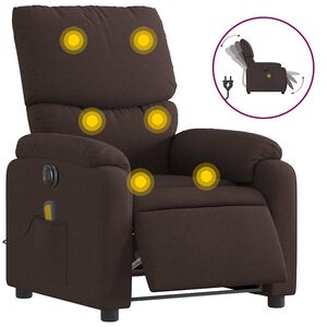 vidaXL Fotoliu electric de masaj rabatabil, maro &icirc;nchis, textil
