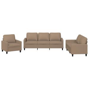 vidaXL Set de canapele cu perne, 3 piese, cappuccino, piele ecologică