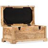 vidaXL Bancă depozitare, 80x44x44 cm, piele naturală, lemn masiv mango