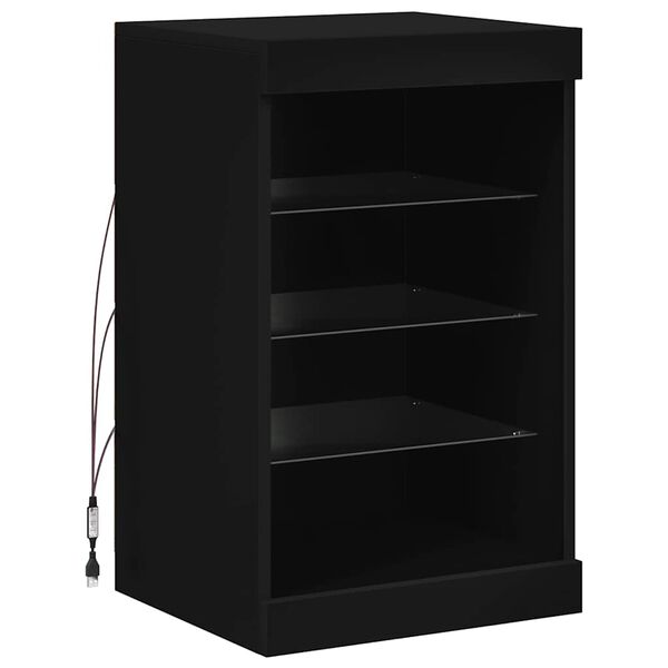 vidaXL Servantă cu lumini LED, negru, 41x37x67 cm