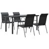 vidaXL Set mobilier de grădină, 5 piese, negru, oțel și textilenă