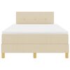 vidaXL Pat cu arcuri cu saltea cu headboard Crem 120 x 200 cm țesătură