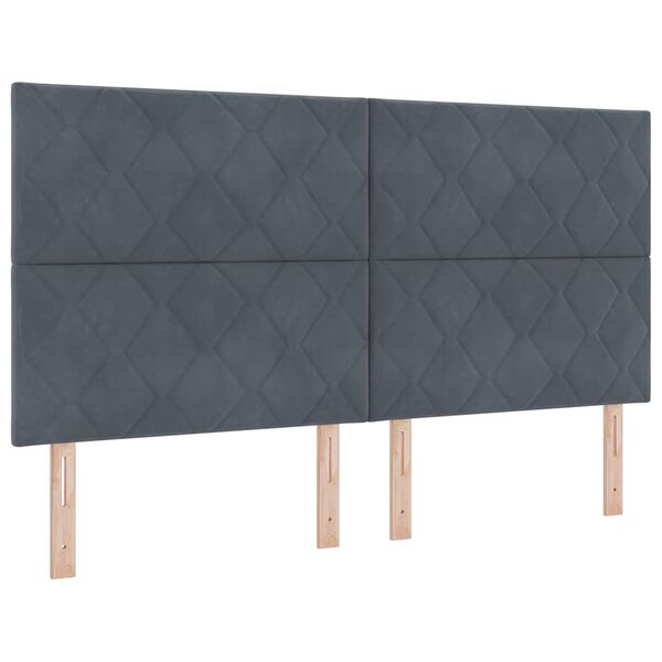 vidaXL Tăblie cap cu headboard Gri &icirc;nchis 180 cm Catifea