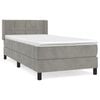 vidaXL Pat box spring cu saltea, gri deschis, 90x190 cm, catifea