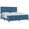 vidaXL Pat cu arcuri cu headboard Albastru &icirc;nchis 200 x 200 cm Catifea