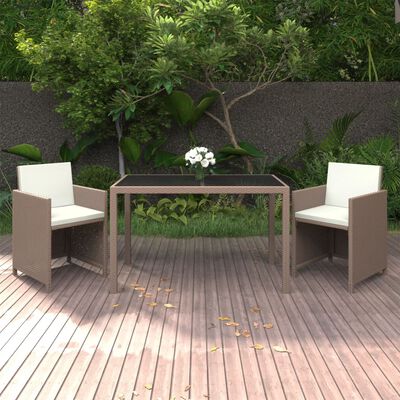 vidaXL Set mobilier de grădină cu perne, 3 piese, bej, poliratan