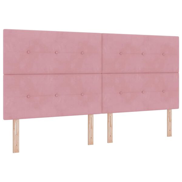 vidaXL Pat cu arcuri cu saltea cu headboard Roz 200 x 200 cm Poliester