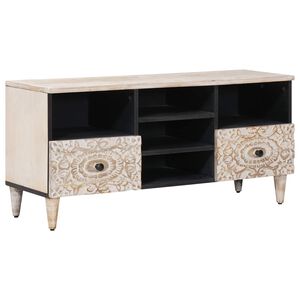vidaXL Cabinet TV cu sertar Alb 100 x 33,5 x 46 cm Lemn de mango solid