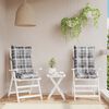 vidaXL Perne scaun cu spătar &icirc;nalt, 2 buc., gri, carouri textil oxford