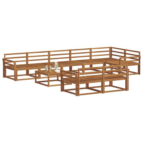 vidaXL Set de canapele de exterior 9 pcs natural Lemn Solid de Acacia