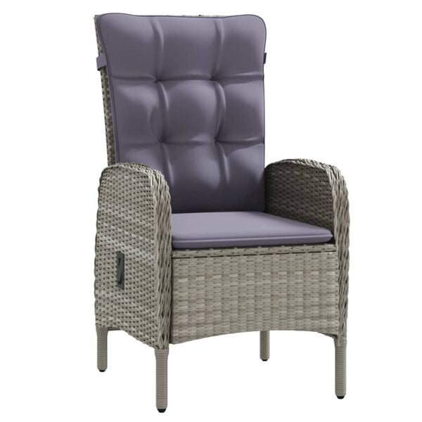 vidaXL Set mobilier de grădină cu perne, 9 piese, gri și negru