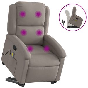 vidaXL Fotoliu rabatabil de masaj cu ridicare, gri taupe, textil