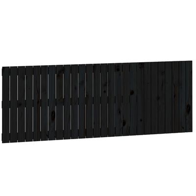 vidaXL Tăblie de pat pentru perete, negru, 166x3x60 cm, lemn masiv pin