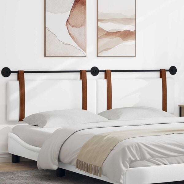 vidaXL Cap de pat suspendat Pe perete Alb 210 x 55 x 5 cm PU antic