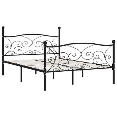 vidaXL Cadru de pat cu bază din șipci, negru, 160 x 200 cm, metal