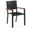 vidaXL Set mobilier de exterior, 9 piese negru, poliratan, lemn acacia