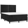 vidaXL Pat box spring cu saltea, negru, 140x200 cm, catifea